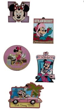 Disney Pins Set of 5 Minnie La Boutique, Strawberry LE, VIP LE , M & Convertible
